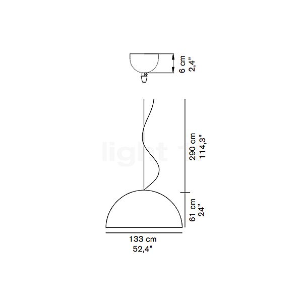 Oluce Sonora, lámpara de suspensión plástico - blanco - ø133 cm - alzado con dimensiones
