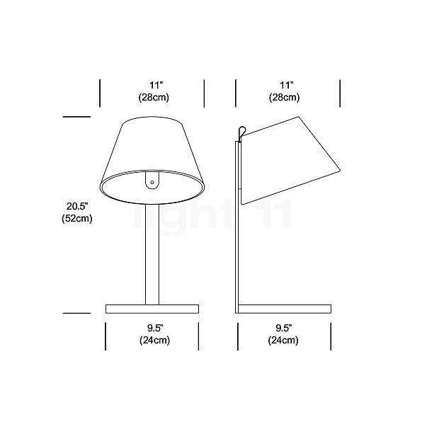 Pablo Designs Lana Lampe de table LED gris pierre/blanc - ø28 cm , fin de série - vue en coupe