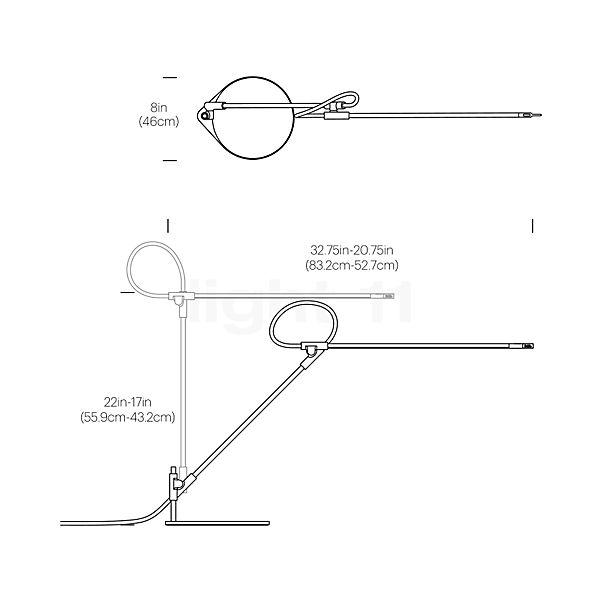 Pablo Designs Superlight Bordlampe LED hvid skitse