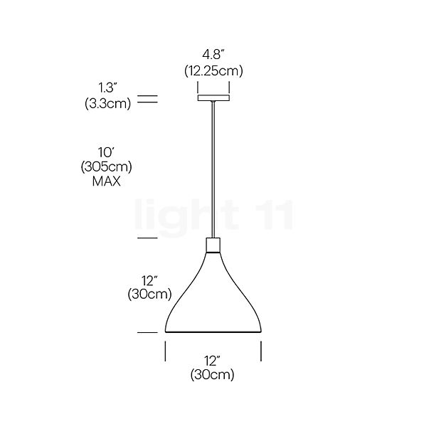 Pablo Designs Swell Hanglamp LED wit/messing - ø30 cm schets