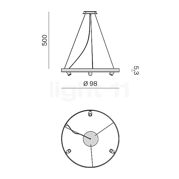 Panzeri Arena Pendant Light LED titanium sketch