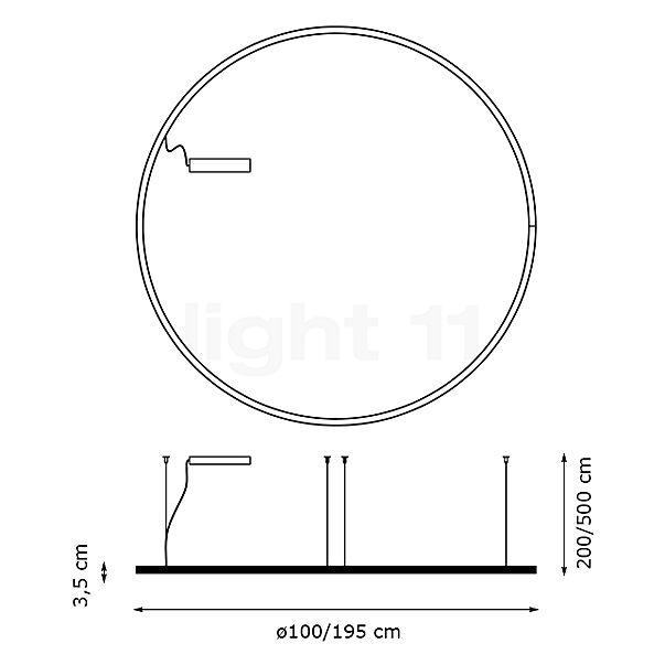 Panzeri Brooklyn Round Pendant light 360° LED black - ø100 cm sketch