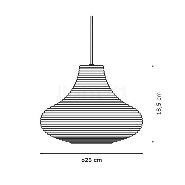 Panzeri Emma, lámpara de suspensión florón negro/vidrio acero - alzado con dimensiones