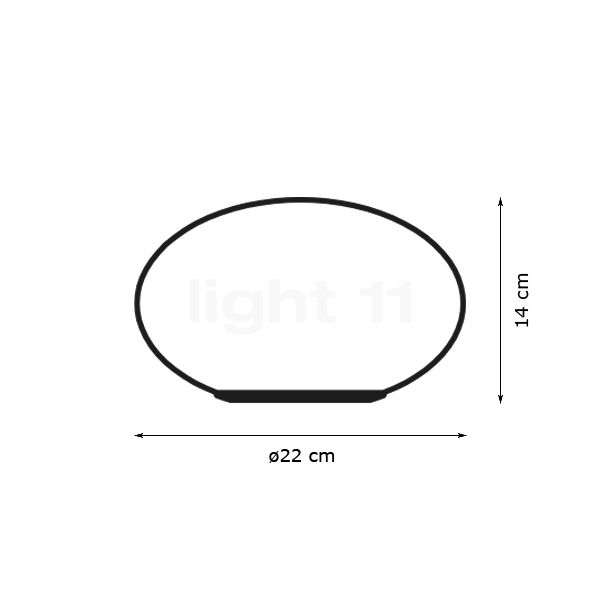 Panzeri Gilbert, lámpara de sobremesa LED blanco - alzado con dimensiones