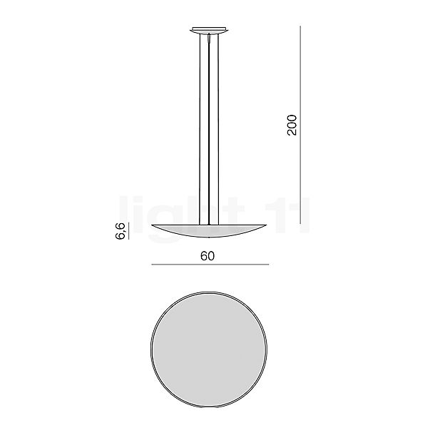 Panzeri Gong Pendant Light LED white - 60 cm sketch