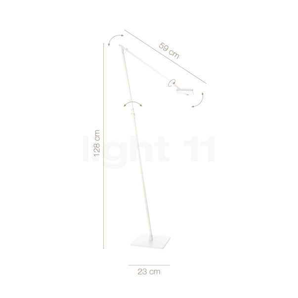 Measurements of the Panzeri Jackie Floor lamp LED black in detail: height, width, depth and diameter of the individual parts.