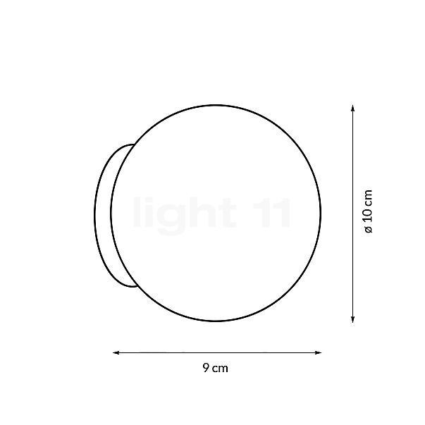 Panzeri Murané, lámpara de pared LED champán - alzado con dimensiones