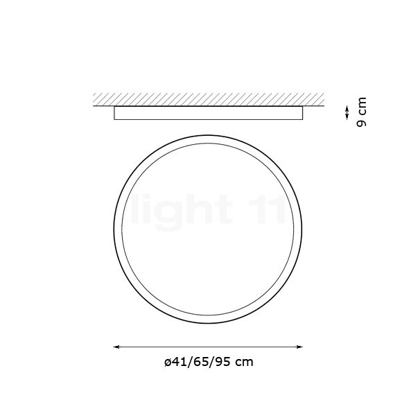 Panzeri Planet Ring Applique/Plafonnier LED ø95 cm - DALI - vue en coupe