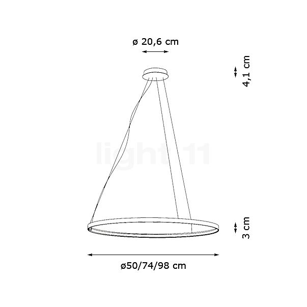 Panzeri Zero Round Hanglamp LED wit - ø100 cm schets