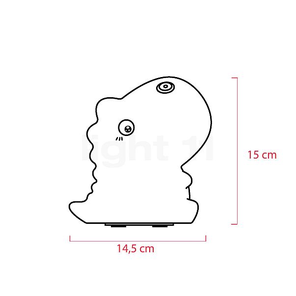 Pauleen Night Dino, lámpara recargable LED blanco - alzado con dimensiones