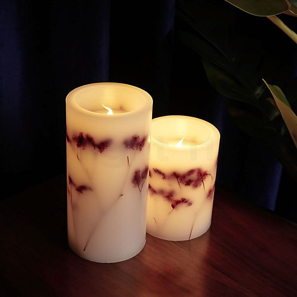 Pauleen Shiny Bloom LED candela bianco/fiori - set da 2