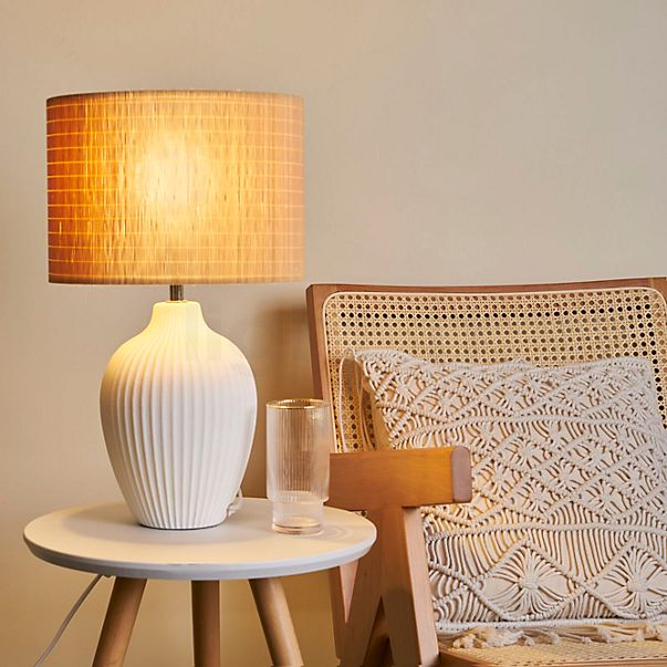 Pauleen Timber Glow Lampe de table beige/blanc