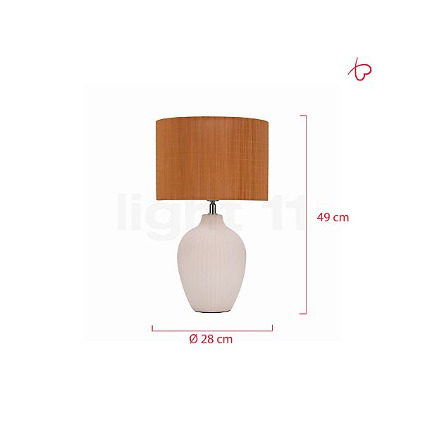 Pauleen Timber Glow, lámpara de sobremesa beis/blanco - alzado con dimensiones