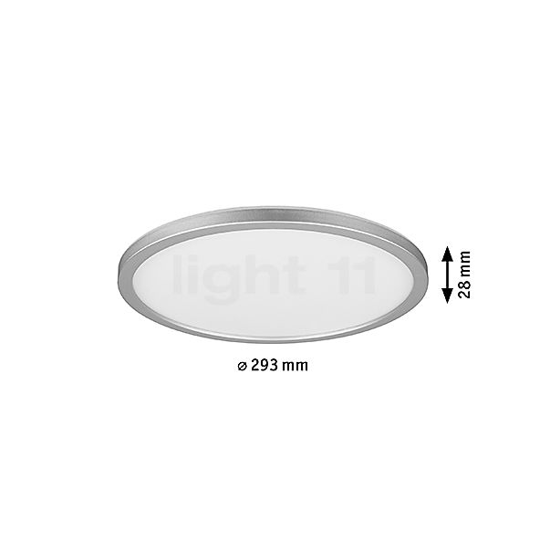 Målene for Paulmann Atria Shine Loftlampe LED rund krom mat - ø30 cm - 4.000 K - omstillelig: De enkelte komponenters højde, bredde, dybde og diameter.