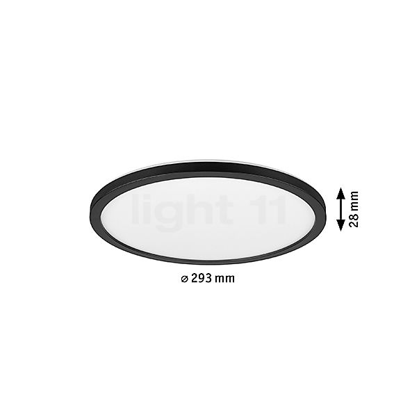 Målene for Paulmann Atria Shine Loftlampe LED rund sort mat - ø30 cm - 4.000 K - omstillelig , udgående vare: De enkelte komponenters højde, bredde, dybde og diameter.