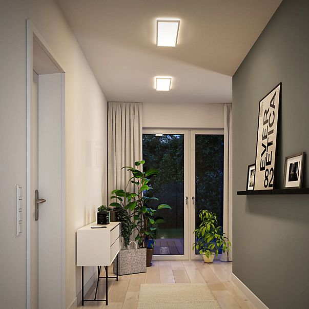 Paulmann Atria Shine, lámpara de techo LED cuadrangular negro mate - 30 x 30 cm - 3.000 K - conmutable