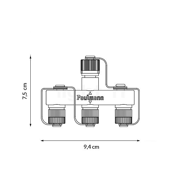 Paulmann Caja de distribución para Plug & Shine System 3 salidas - alzado con dimensiones