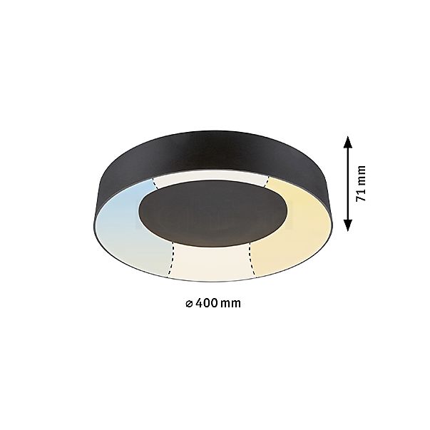 Paulmann Casca Lampada da soffitto LED nero - 40 cm - vista in sezione