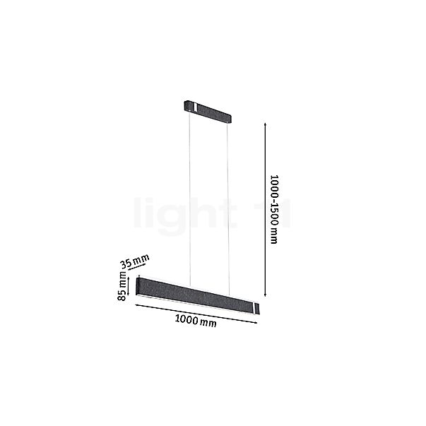 Paulmann Jagun, lámpara de suspensión LED antracita - alzado con dimensiones