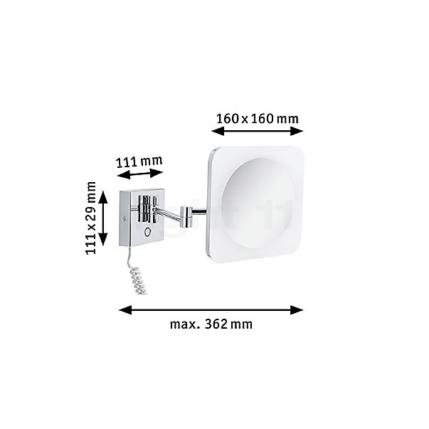 Paulmann Jora Wandcosmeticaspiegel LED chroom schets