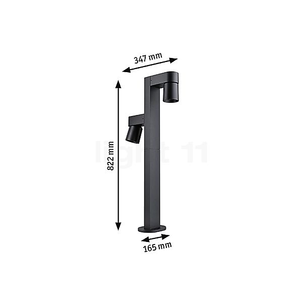 Paulmann Kimu Bollard Light LED 2 lamps anthracite sketch