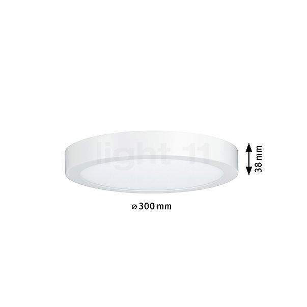 Dimensions du luminaire Paulmann Lunar Plafonnier LED rond blanc mat - ø30 cm , Vente d'entrepôt, neuf, emballage d'origine en détail - hauteur, largeur, profondeur et diamètre de chaque composant.
