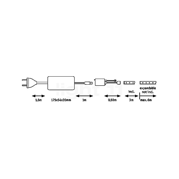 Paulmann Maxled Lightstrip LED 3 m, RGBW - vista in sezione