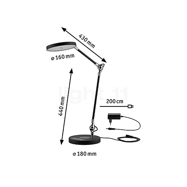 Paulmann Numis Lampe de table LED noir - vue en coupe
