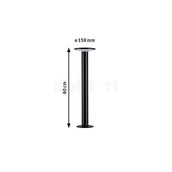 Paulmann Plate Bollard Light LED black sketch