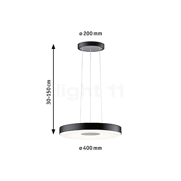 Paulmann Puric Pane Lampada a sospensione LED rotonda nero - vista in sezione
