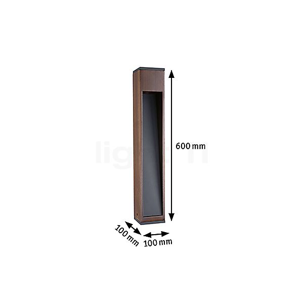 Paulmann Trabia Bollard Light LED wood sketch