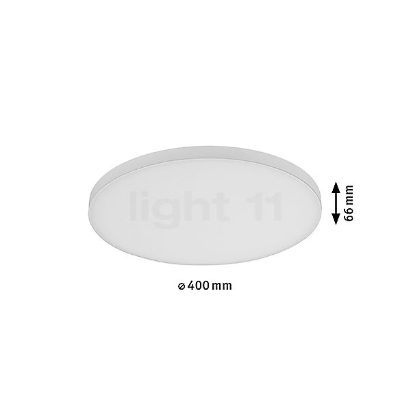 Die Abmessungen der Paulmann Velora Deckenleuchte LED rund ø40 cm - Tunable White im Detail: Höhe, Breite, Tiefe und Durchmesser der einzelnen Bestandteile.