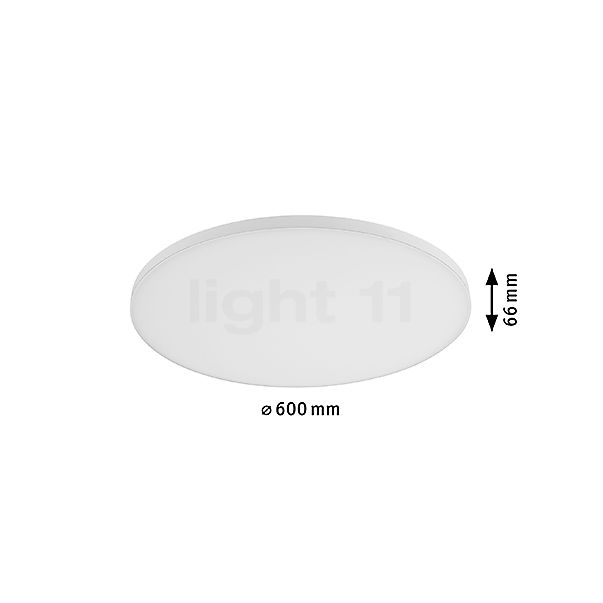 Die Abmessungen der Paulmann Velora Deckenleuchte LED rund ø60 cm - Tunable White im Detail: Höhe, Breite, Tiefe und Durchmesser der einzelnen Bestandteile.