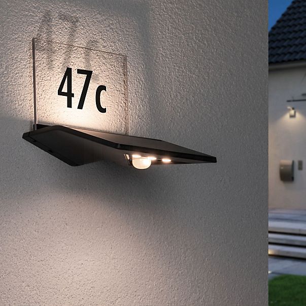 Paulmann Yoko, luz de número de casa LED con solar antracita