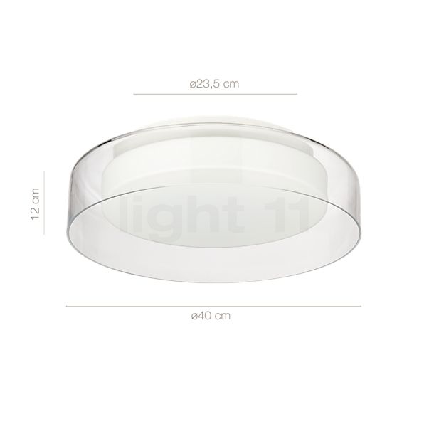 Dimensions du luminaire Peill+Putzler Cyla Applique/Plafonnier LED verre de cristal - 40 cm en détail - hauteur, largeur, profondeur et diamètre de chaque composant.