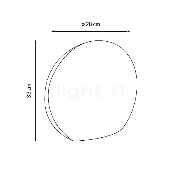 Peill+Putzler Lotus, lámpara de sobremesa 33 cm - alzado con dimensiones