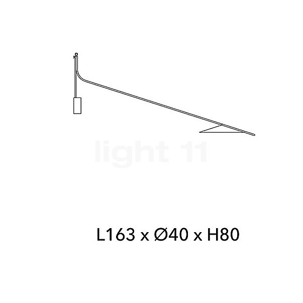 Penta Glifo Lampada da parete LED nero - 163 cm - 2.700 K - senza spina - vista in sezione