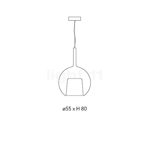Penta Glo, lámpara de suspensión negro/transparente - 55 cm - alzado con dimensiones