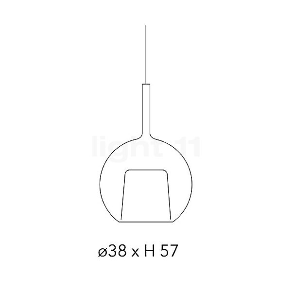 Penta Glo, lámpara de suspensión titanio/negro - 38 cm - alzado con dimensiones
