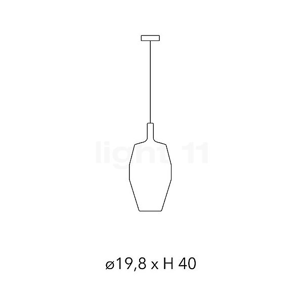 Penta MoM, lámpara de suspensión negro/arena - 20 x 40 cm - alzado con dimensiones