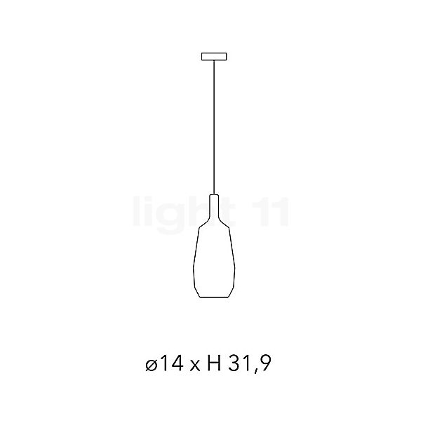 Penta MoM, lámpara de suspensión negro/negro - 14 x 32 cm - alzado con dimensiones