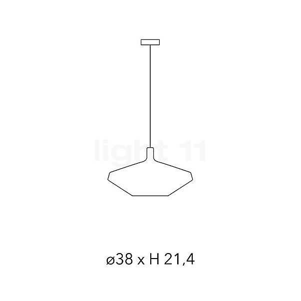 Penta MoM, lámpara de suspensión negro/polvo - 38 x 23 cm - alzado con dimensiones