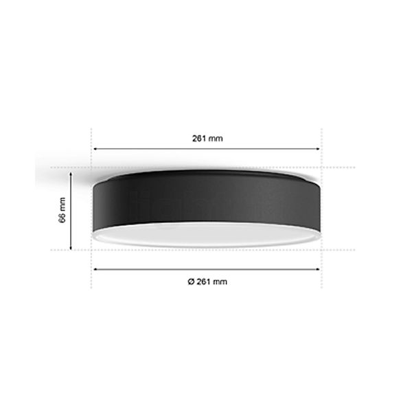 Philips Hue White Ambiance Enrave Deckenleuchte LED mit Dimmschalter schwarz - ø26,1 cm - B-Ware - leichte Gebrauchsspuren - voll funktionsfähig Skizze
