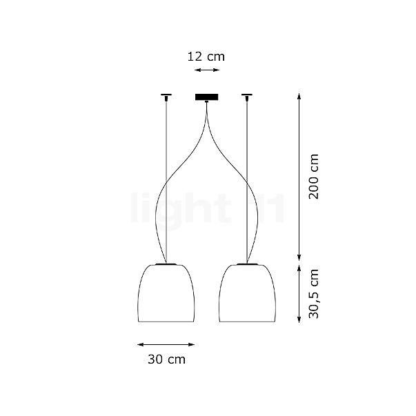 Prandina Notte Pendant Light 2 lamps white - 30 cm , discontinued product sketch