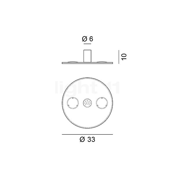 Rotaliana Collide Applique/Plafonnier LED ø33 cm - champagne - 2.700 k - phase de gradateur - vue en coupe