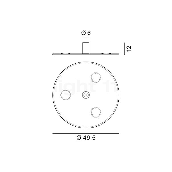 Rotaliana Collide Applique/Plafonnier LED ø49,5 cm - blanc mat - 2.700 k - phase de gradateur - vue en coupe