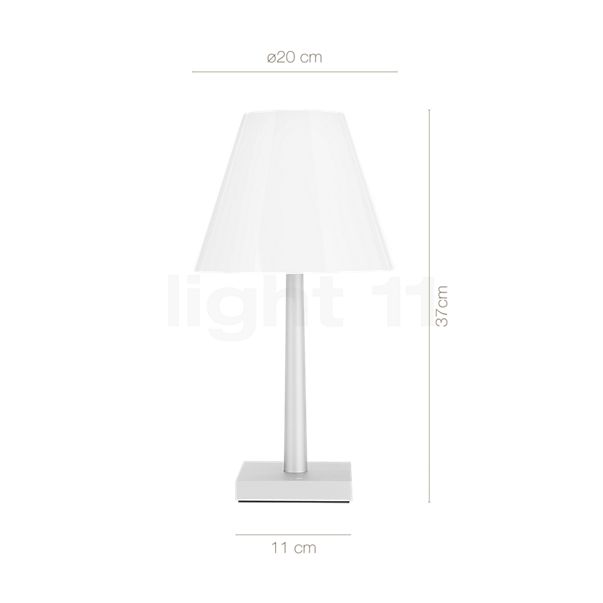 Measurements of the Rotaliana Dina+ LED white, incl. 2 lampshades in detail: height, width, depth and diameter of the individual parts.