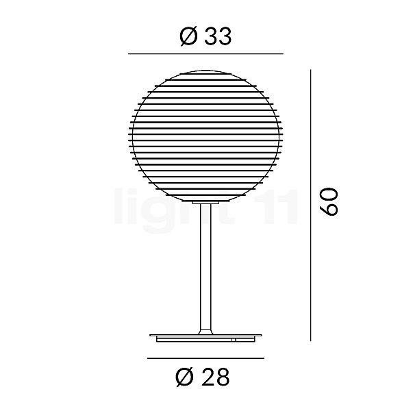 Rotaliana Flow Glass, lámpara de sobremesa ø33 cm - blanco - con pie - alzado con dimensiones