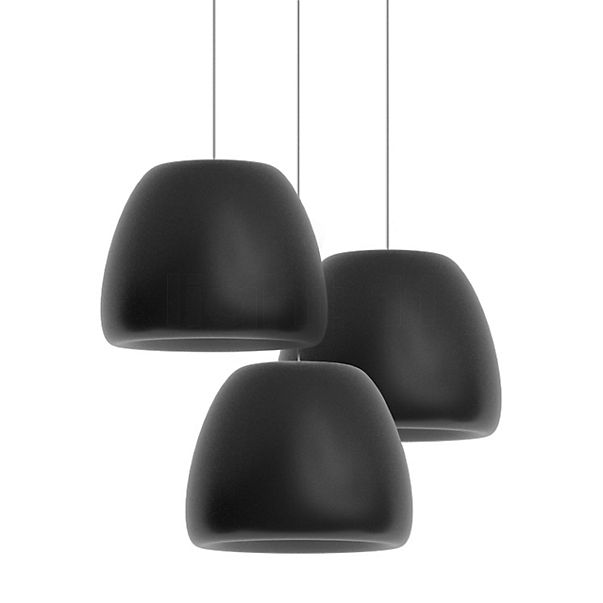 Rotaliana Pomi Hanglamp 3-lichts Cluster zwart mat/kabel zwart