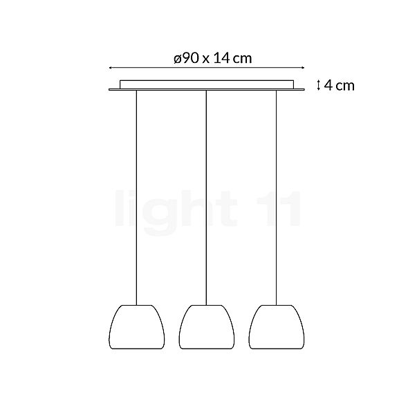Rotaliana Pomi Hanglamp 3-lichts zwart mat/kabel zwart schets